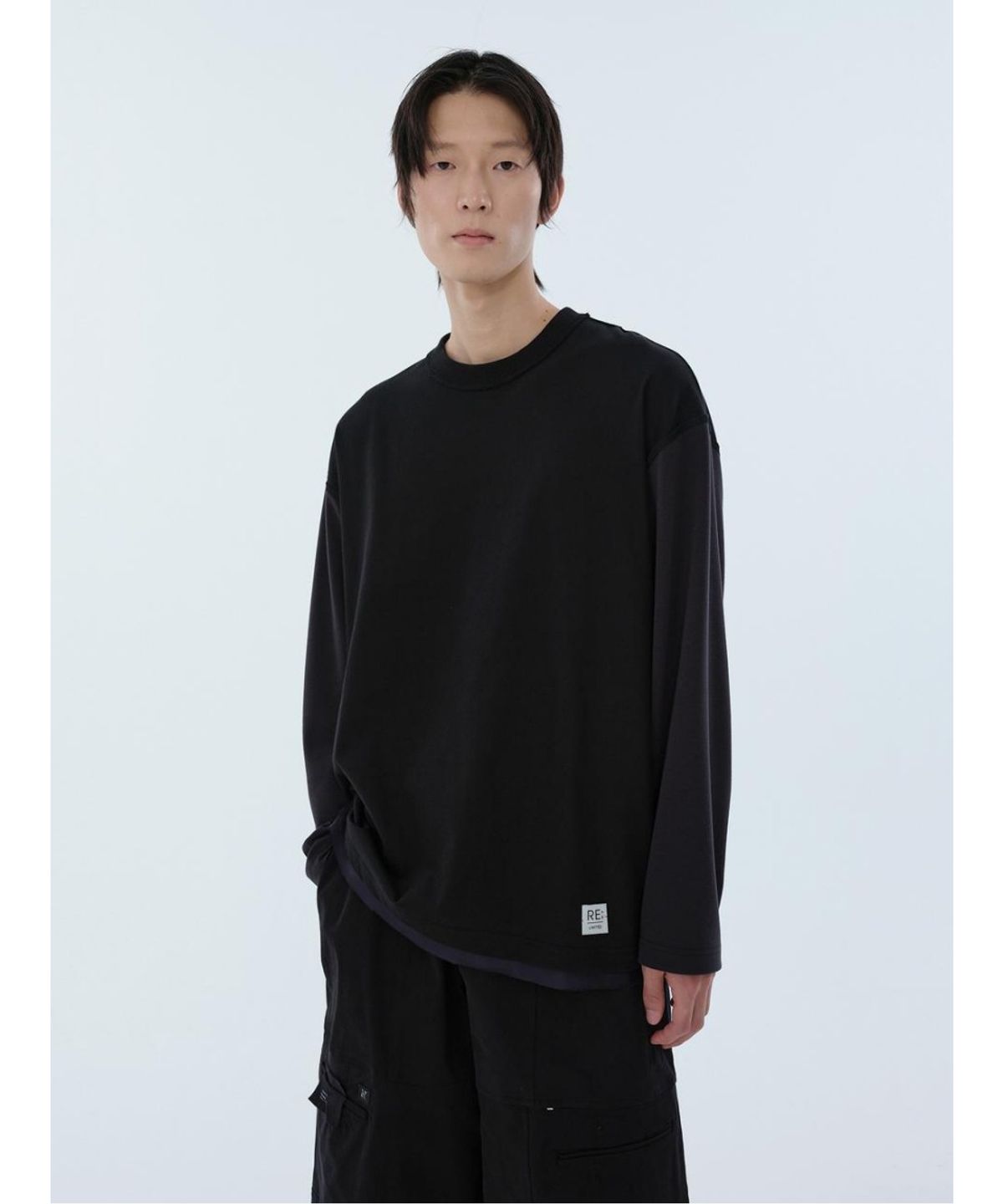 래코드(RECODE) Lining Detail Longsleeve T-shirt RKTAA24615BKX