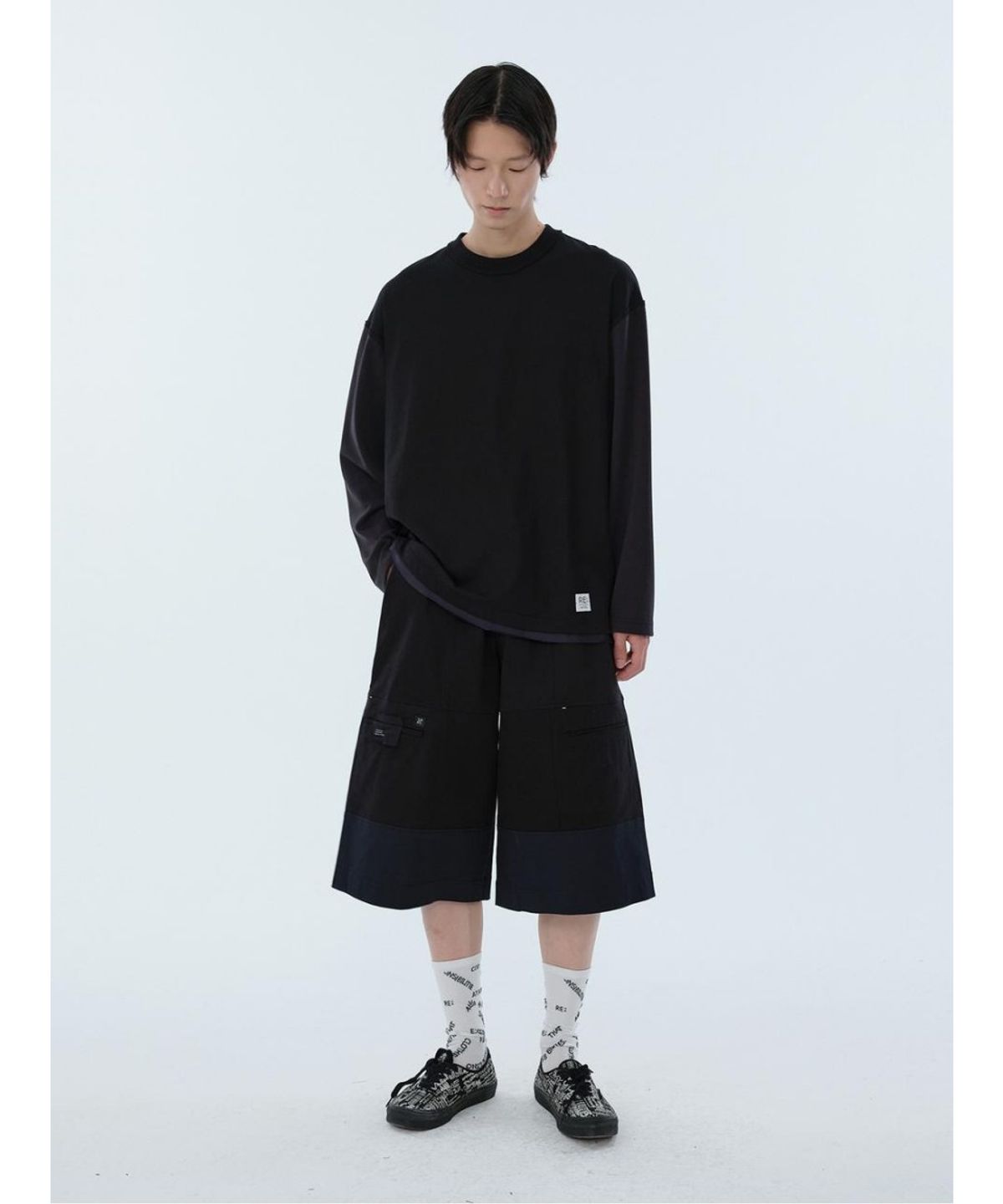 래코드(RECODE) Lining Detail Longsleeve T-shirt RKTAA24615BKX