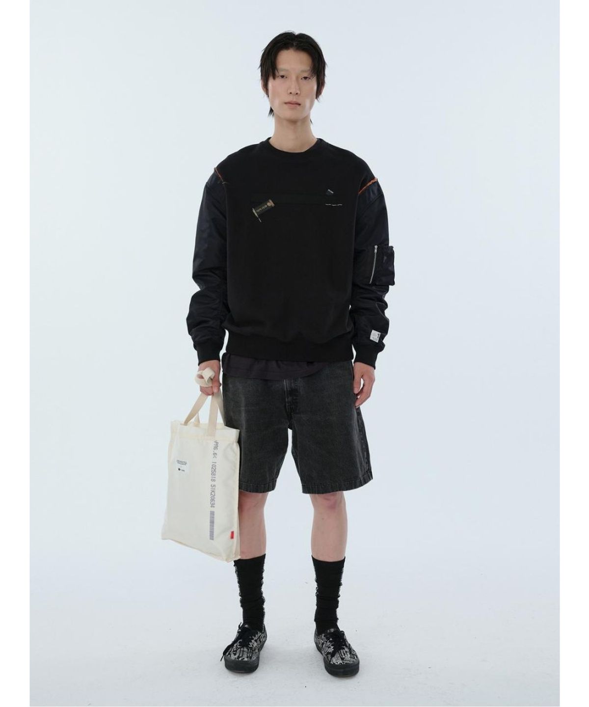 래코드(RECODE) Bomer Sleeve Top RKTAA24601BKX