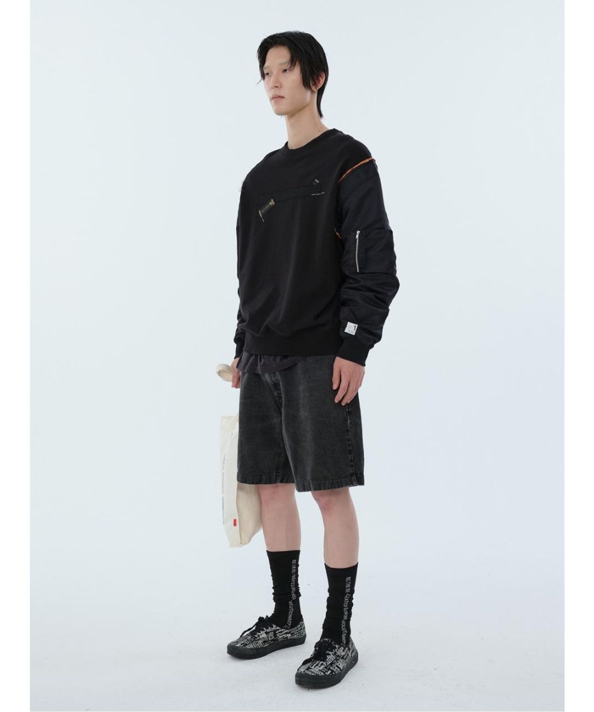래코드(RECODE) Bomer Sleeve Top RKTAA24601BKX