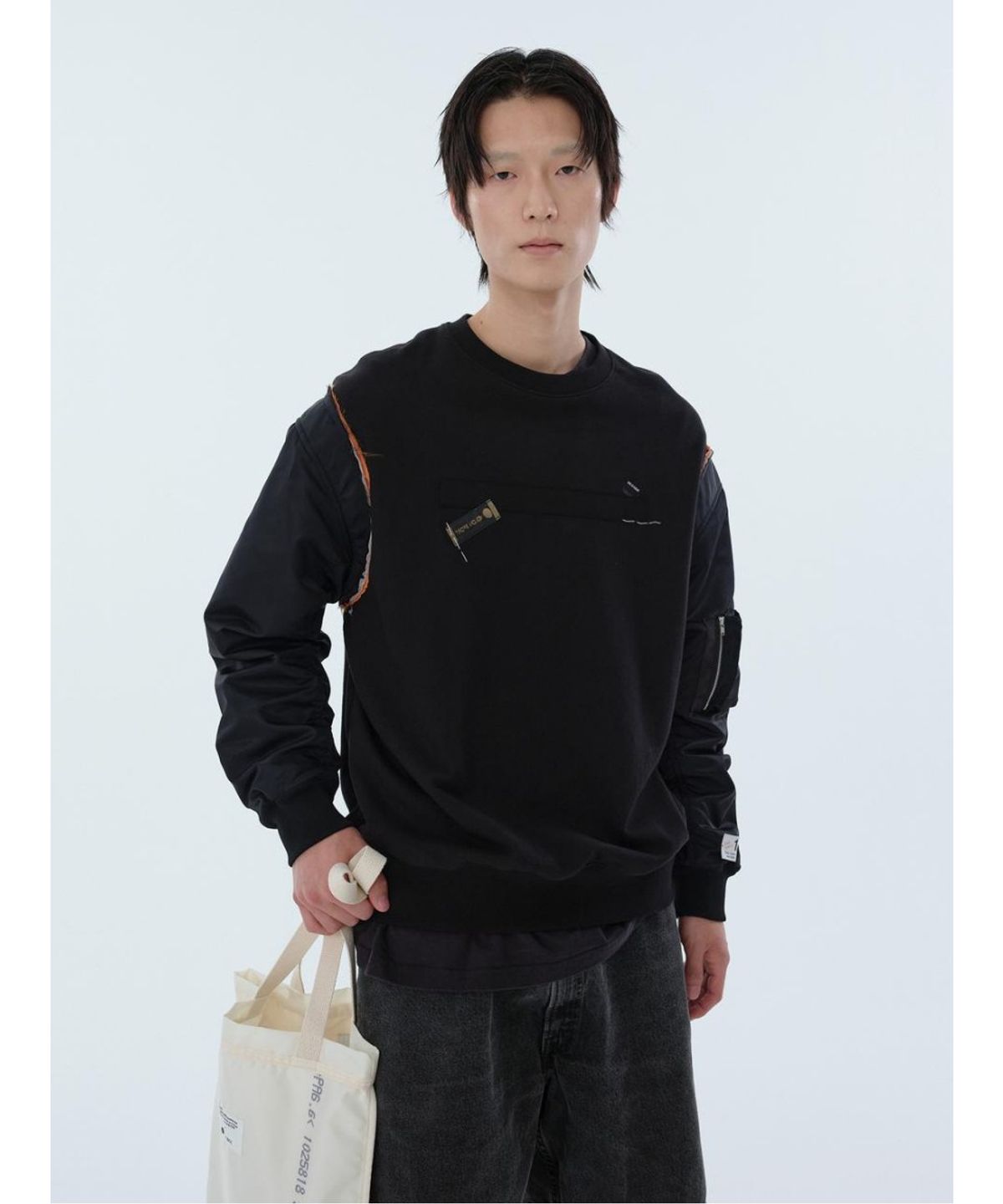 래코드(RECODE) Bomer Sleeve Top RKTAA24601BKX