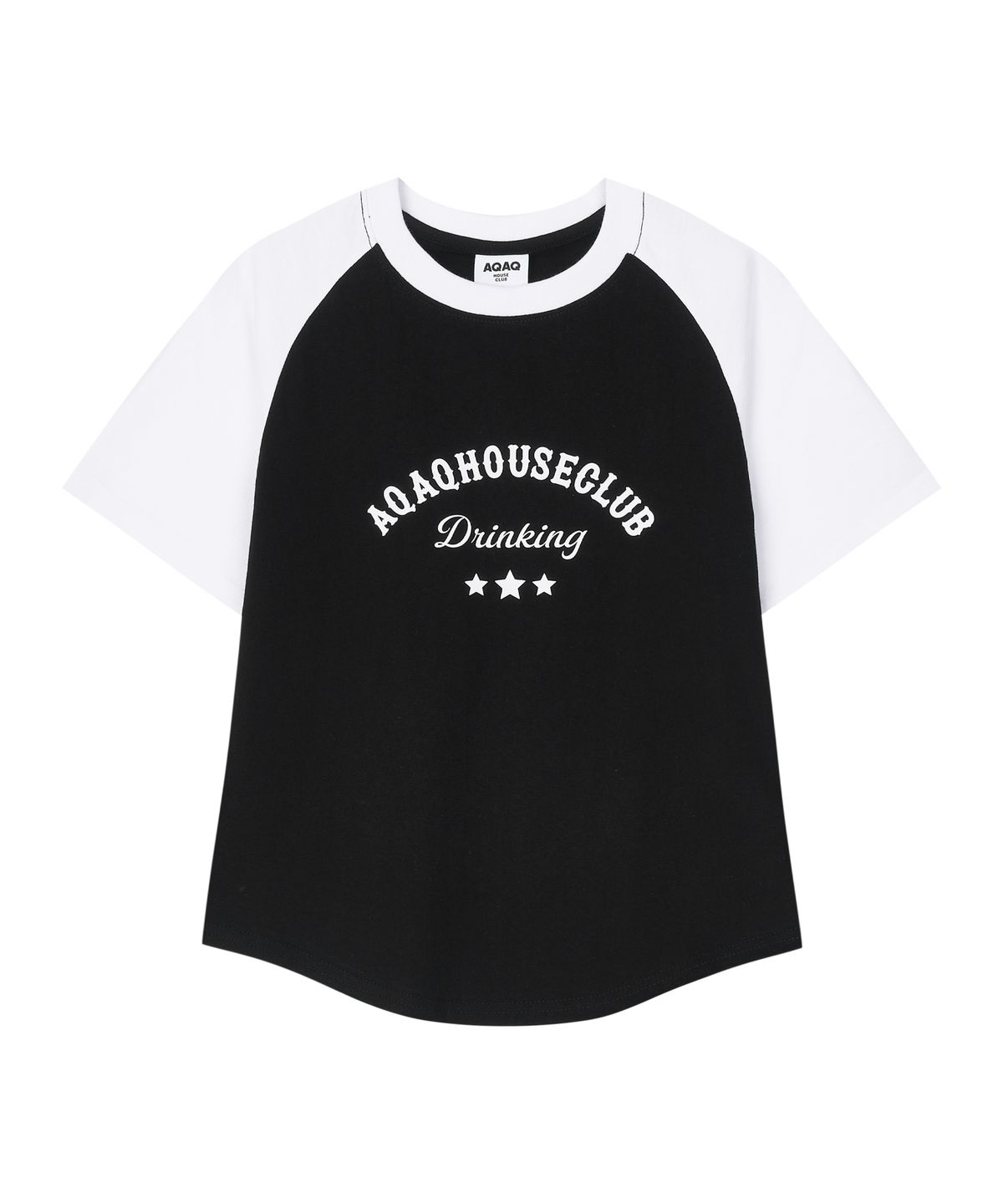 에이큐 에이큐 하우스 클럽(AQAQ HOUSE CLUB) 컬러 믹스 하우스 래글런 티셔츠  [블랙]