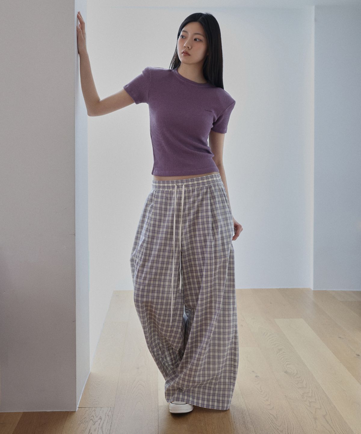 랑거(LANGER) [PLC] turkin check easy pants_3Colors