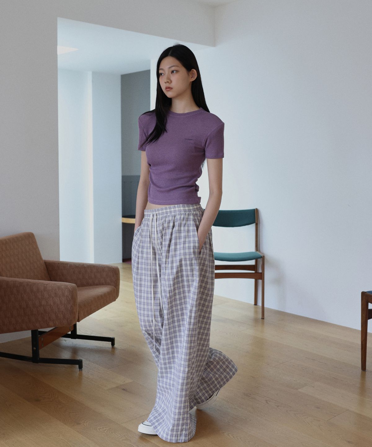 랑거(LANGER) [PLC] turkin check easy pants_3Colors