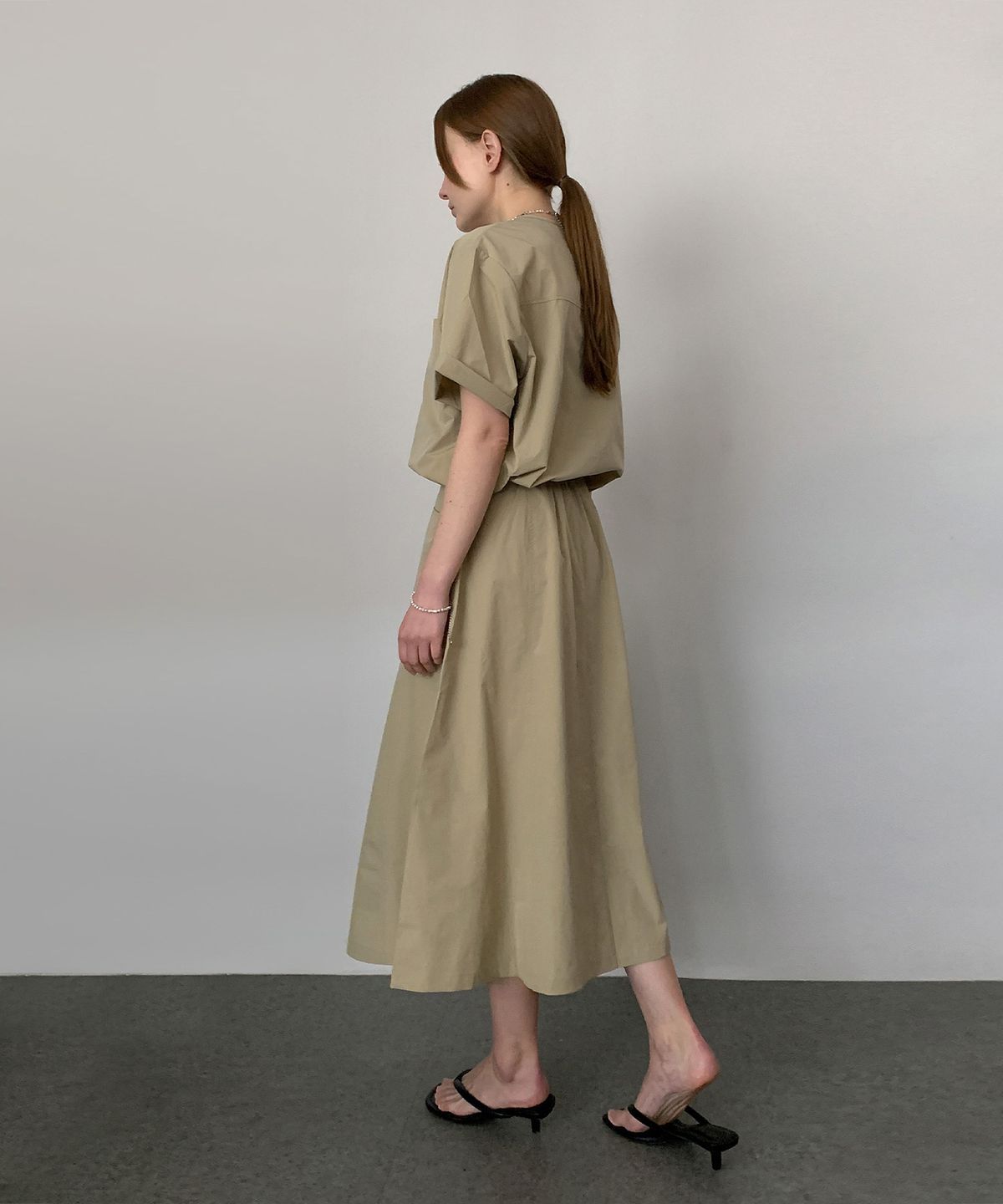 바스카라(VASCARA) [SET] String Blouse+Flare Midi Skirt Set-up (3colors)