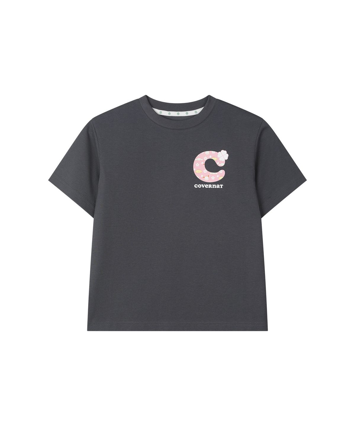 커버낫 키즈(COVERNAT KIDS) 클로버 산리오캐릭터즈 오버핏 티셔츠 차콜 CK2605ST67CH