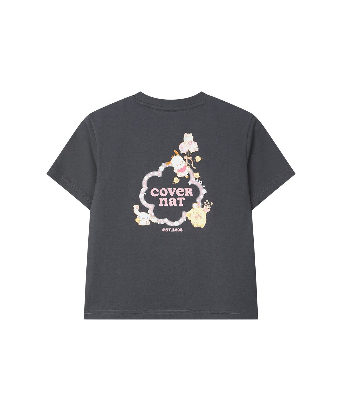 커버낫 키즈(COVERNAT KIDS) 클로버 산리오캐릭터즈 오버핏 티셔츠 차콜 CK2605ST67CH
