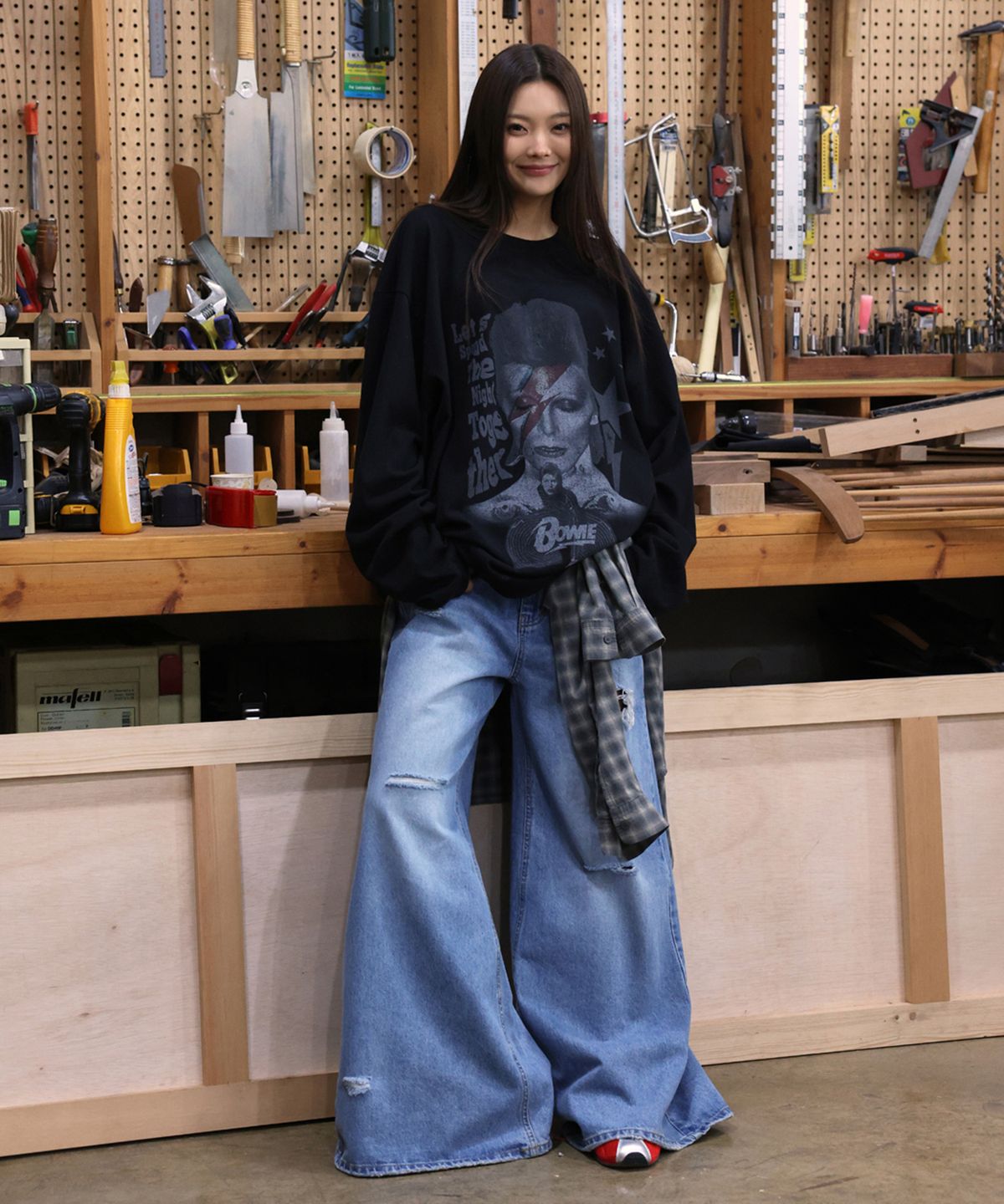랑거(LANGER) [PLC] CALIK sky wide distressed jeans_blue
