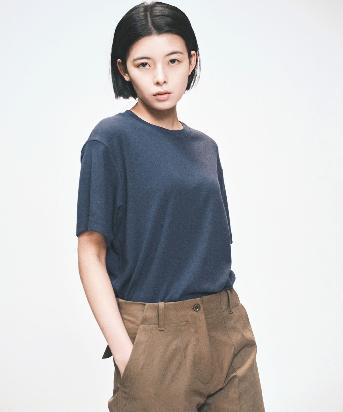 요로코비(YOROKOBY) 소프트 모달 반팔티 네이비
