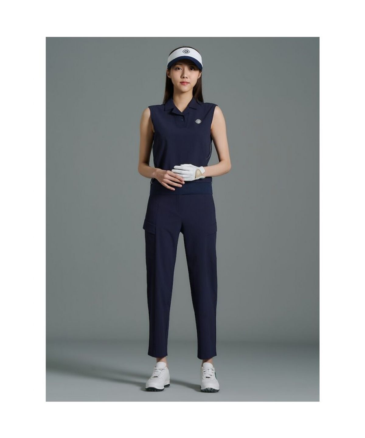 빈폴골프(BEANPOLE GOLF) 여성 크리즈드 슬리브리스 - 네이비