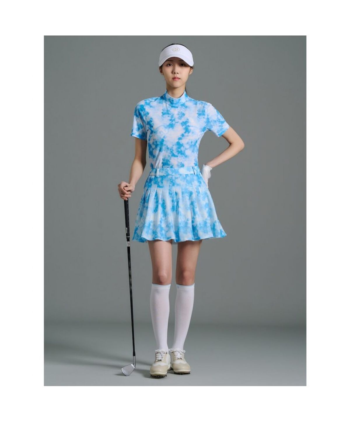 빈폴골프(BEANPOLE GOLF) [B_under] 여성 클라우디 하이넥 반소매 티셔츠 - 스카이 블루