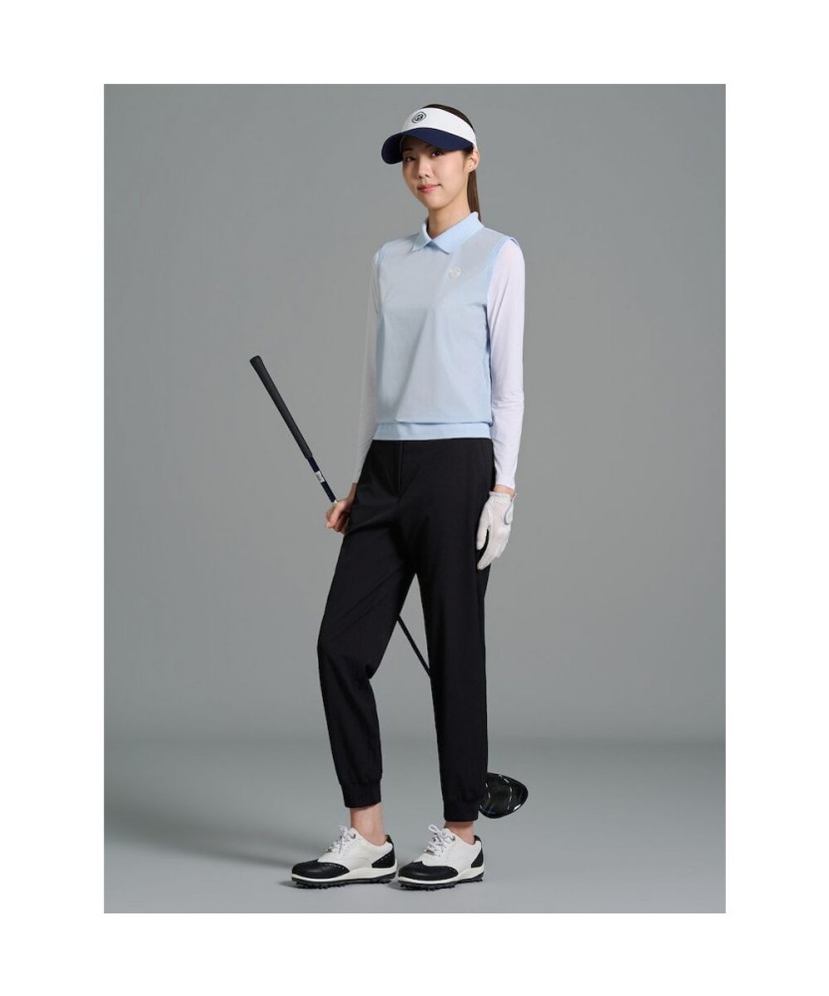 빈폴골프(BEANPOLE GOLF) [B_under] 여성 타공 믹스 AIO 칼라 티셔츠 - 스카이 블루