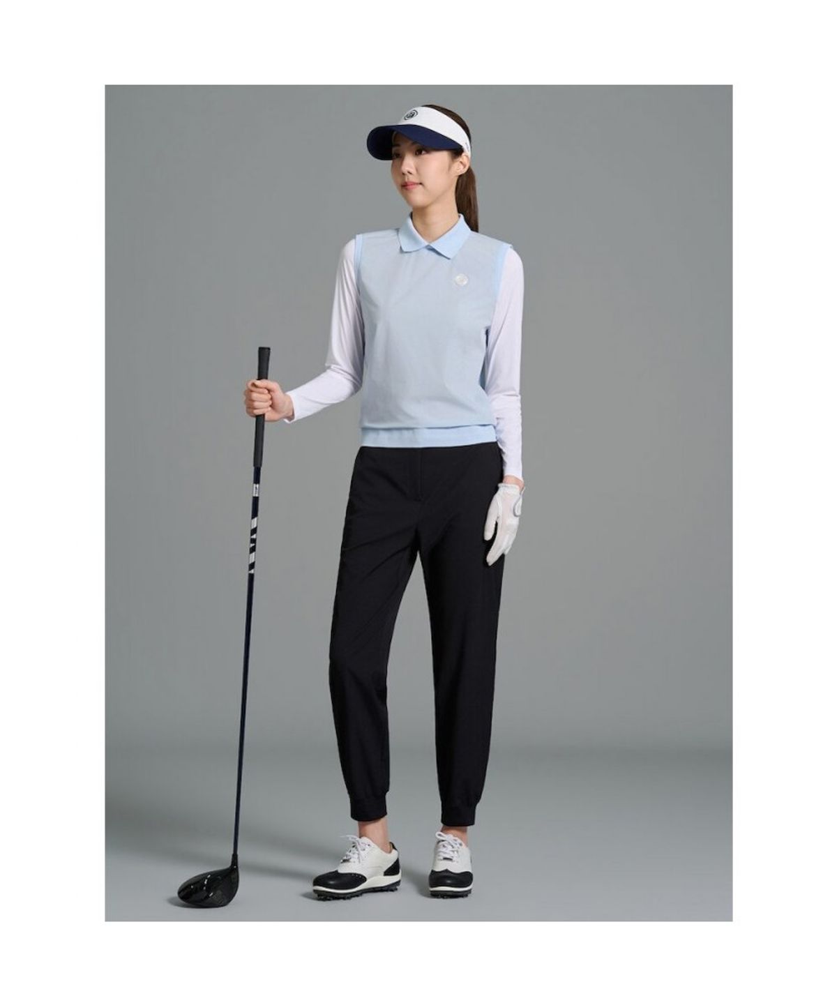 빈폴골프(BEANPOLE GOLF) [B_under] 여성 타공 믹스 AIO 칼라 티셔츠 - 스카이 블루