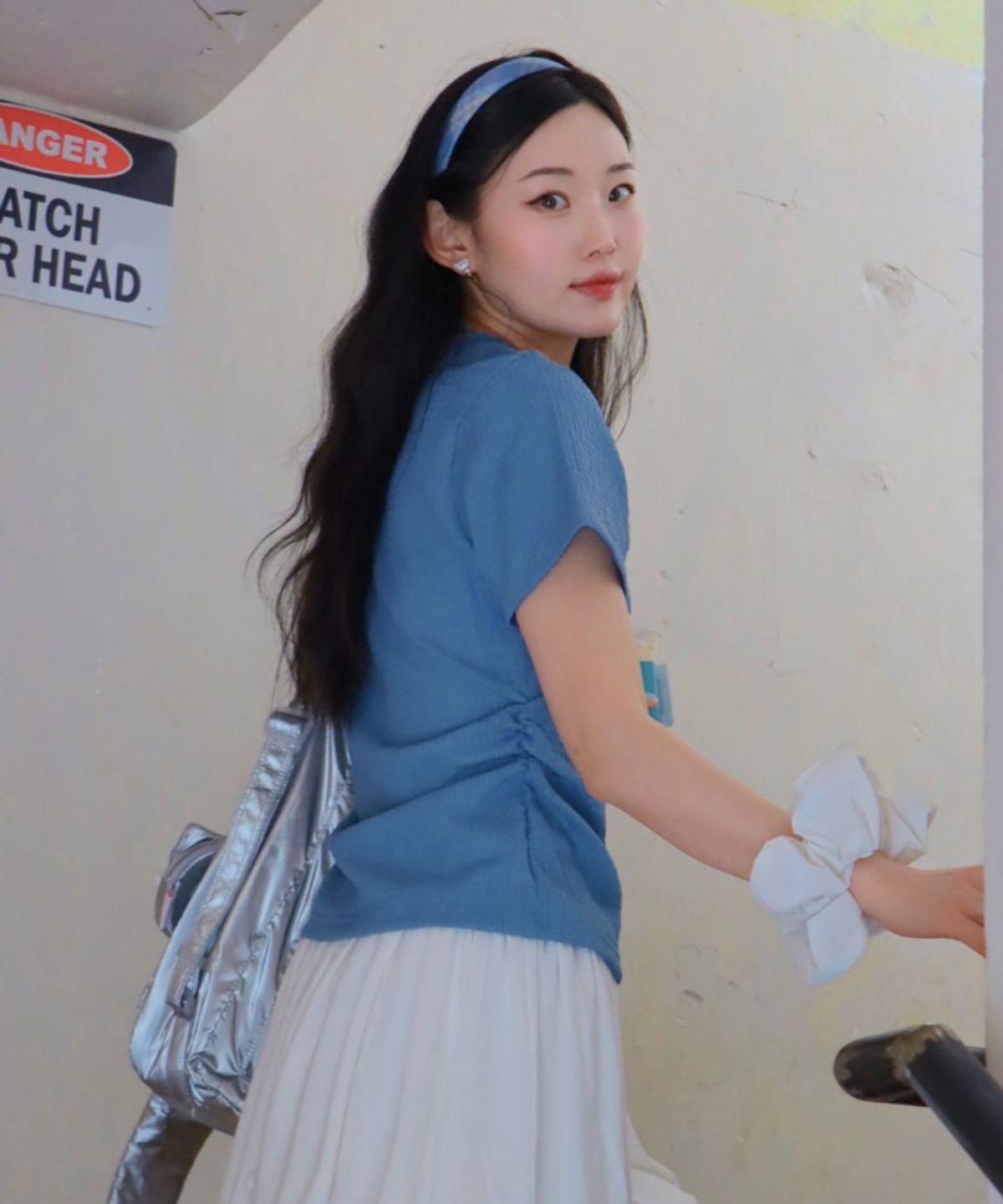 행텐(HANGTEN) 여성 사이드 셔링 크링클 티셔츠_294(10570-131-407-69)