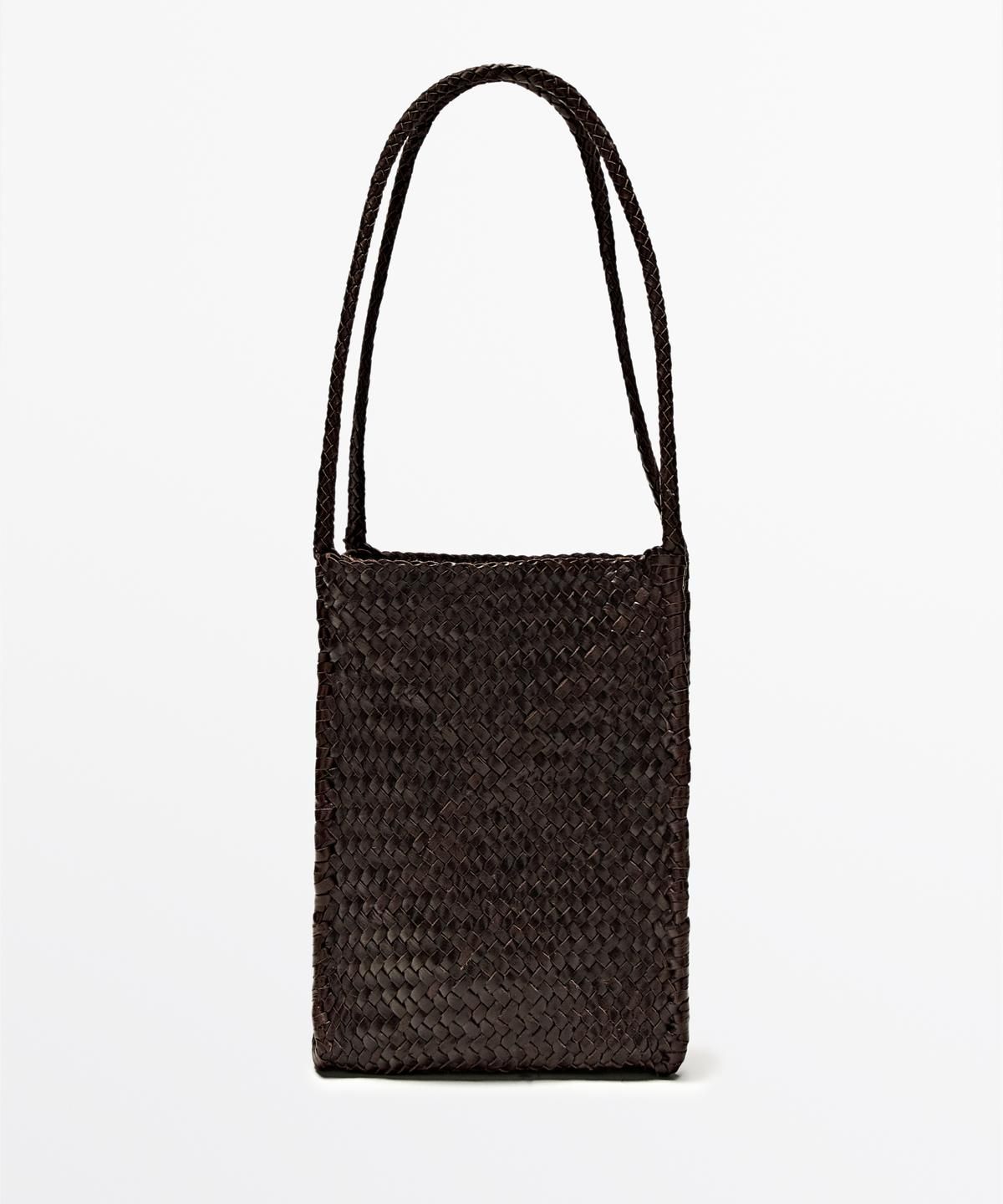 마시모두띠(MASSIMO DUTTI) 나파 가죽 위빙 버킷 백