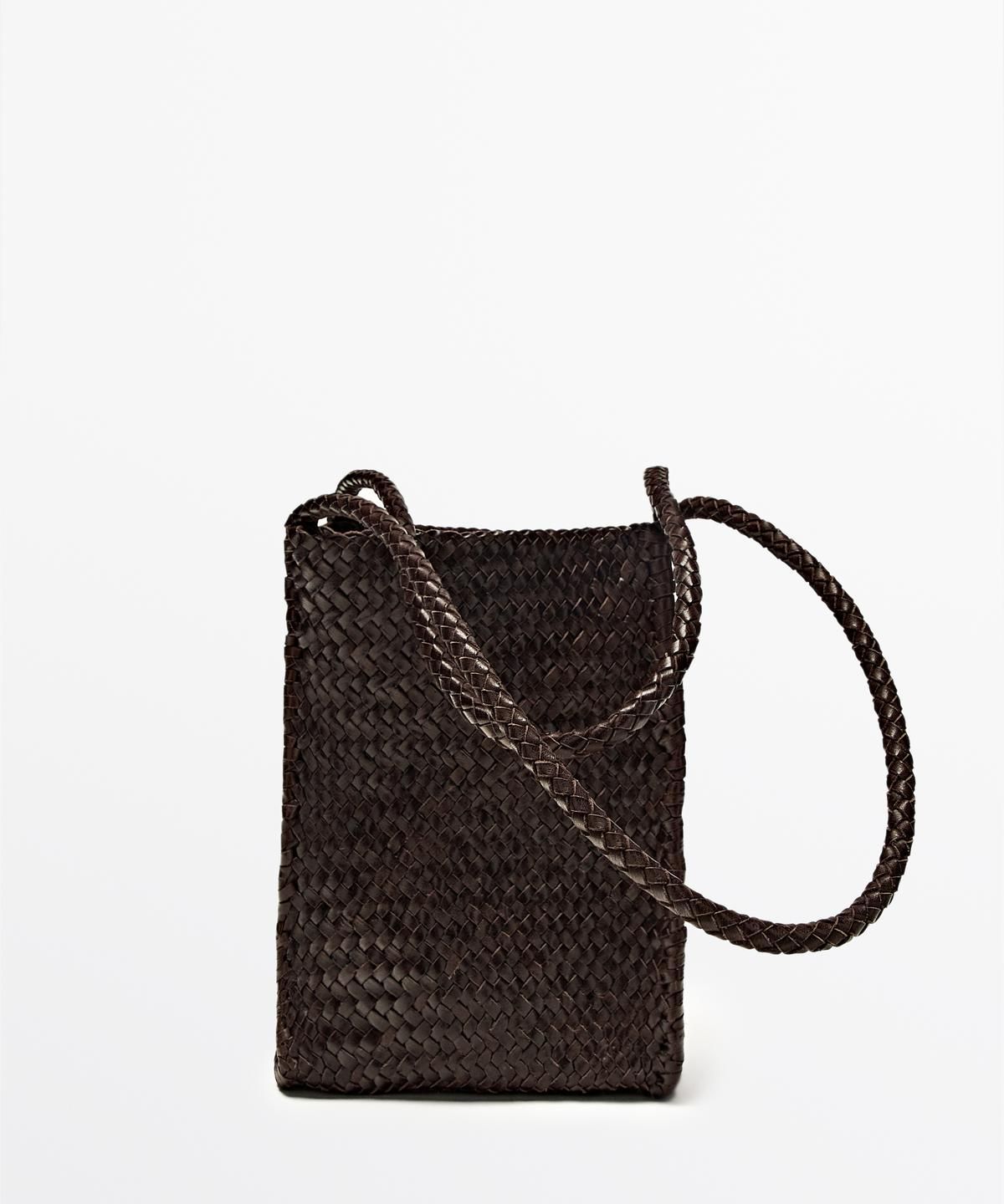 마시모두띠(MASSIMO DUTTI) 나파 가죽 위빙 버킷 백