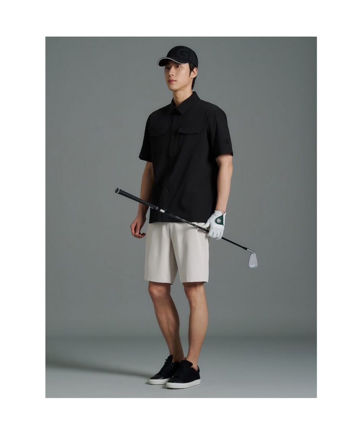 빈폴골프(BEANPOLE GOLF) [HERITAGE] - 남성_셔츠형 반소매 티셔츠 - 블랙