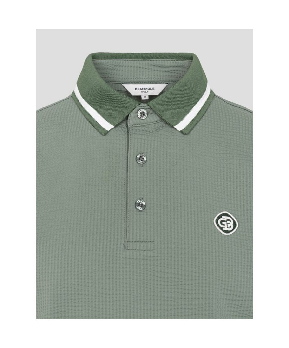 빈폴골프(BEANPOLE GOLF) [HERITAGE] 남성 시어서커 반소매 티셔츠 - 올리브