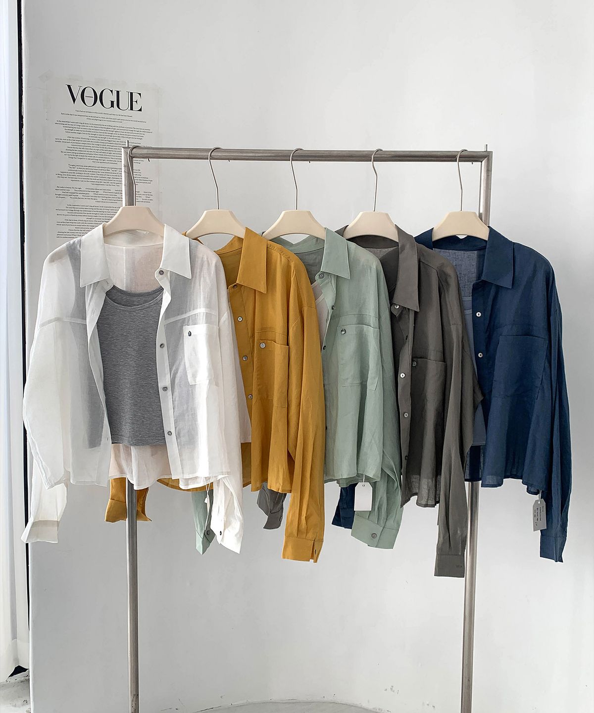 바스카라(VASCARA) [SET] Basic Sleeveless Top+Loose Fit Shirt (5colors)