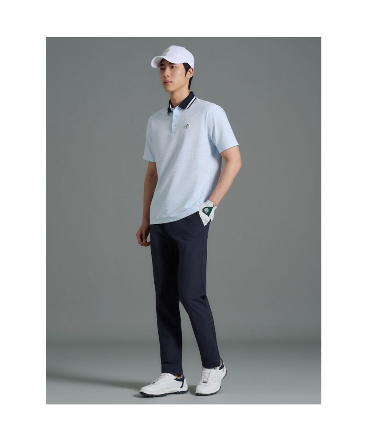 빈폴골프(BEANPOLE GOLF) [HERITAGE] 남성 시어서커 반소매 티셔츠 - 스카이 블루