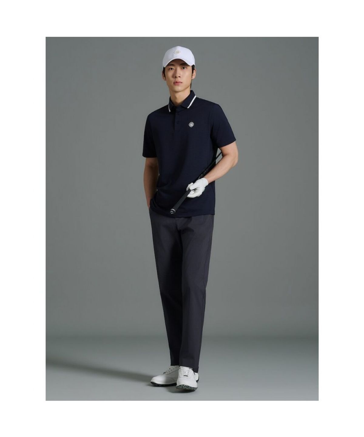 빈폴골프(BEANPOLE GOLF) [HERITAGE] 남성 시어서커 반소매 티셔츠 - 네이비
