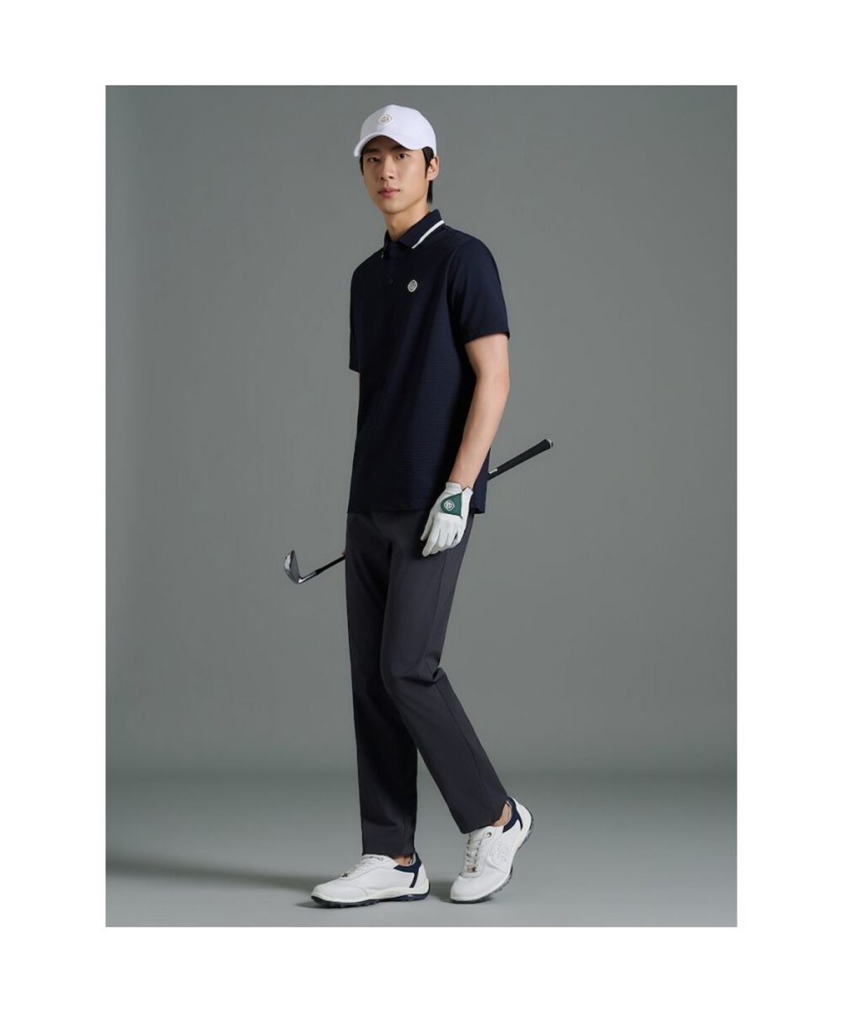 빈폴골프(BEANPOLE GOLF) [HERITAGE] 남성 시어서커 반소매 티셔츠 - 네이비
