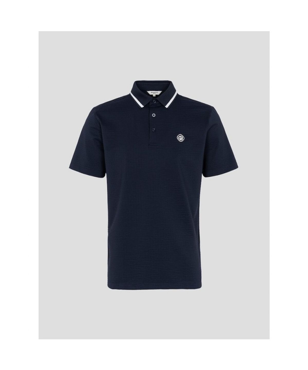 빈폴골프(BEANPOLE GOLF) [HERITAGE] 남성 시어서커 반소매 티셔츠 - 네이비