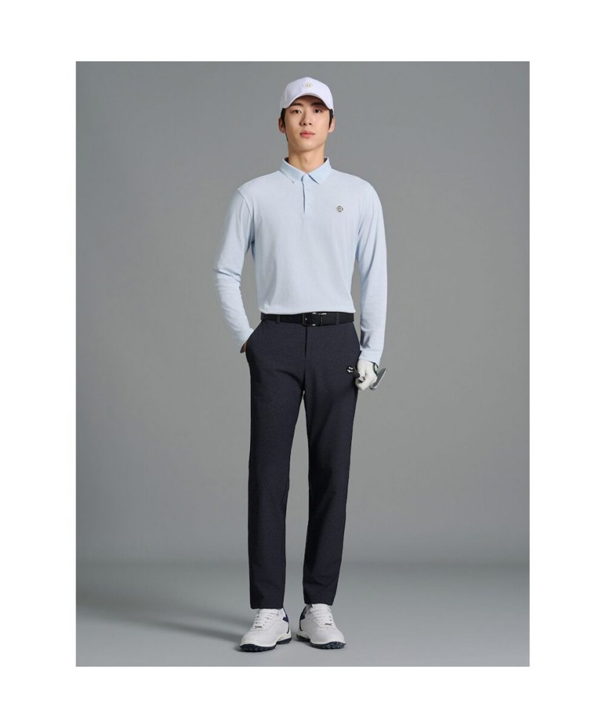 빈폴골프(BEANPOLE GOLF) [HERITAGE] 남성 냉감 피케 긴소매 티셔츠 - 스카이 블루