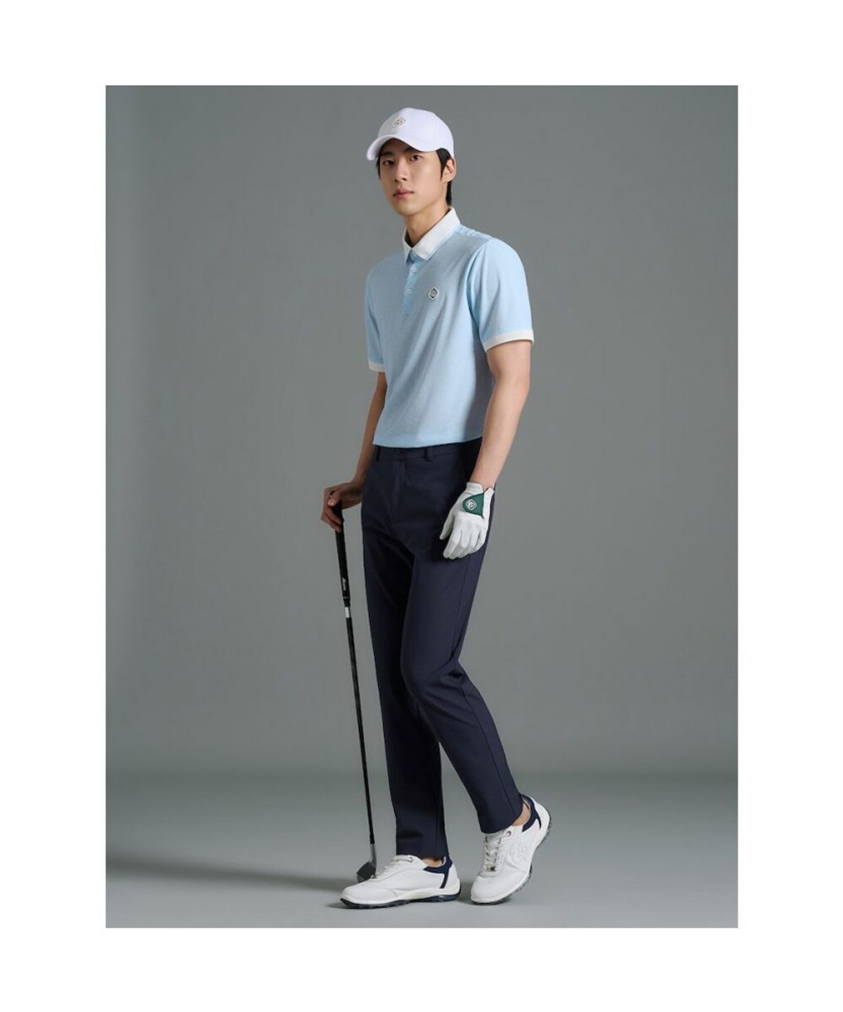 빈폴골프(BEANPOLE GOLF) [HERITAGE] 남성 심볼 프린트 반소매 티셔츠 - 스카이 블루