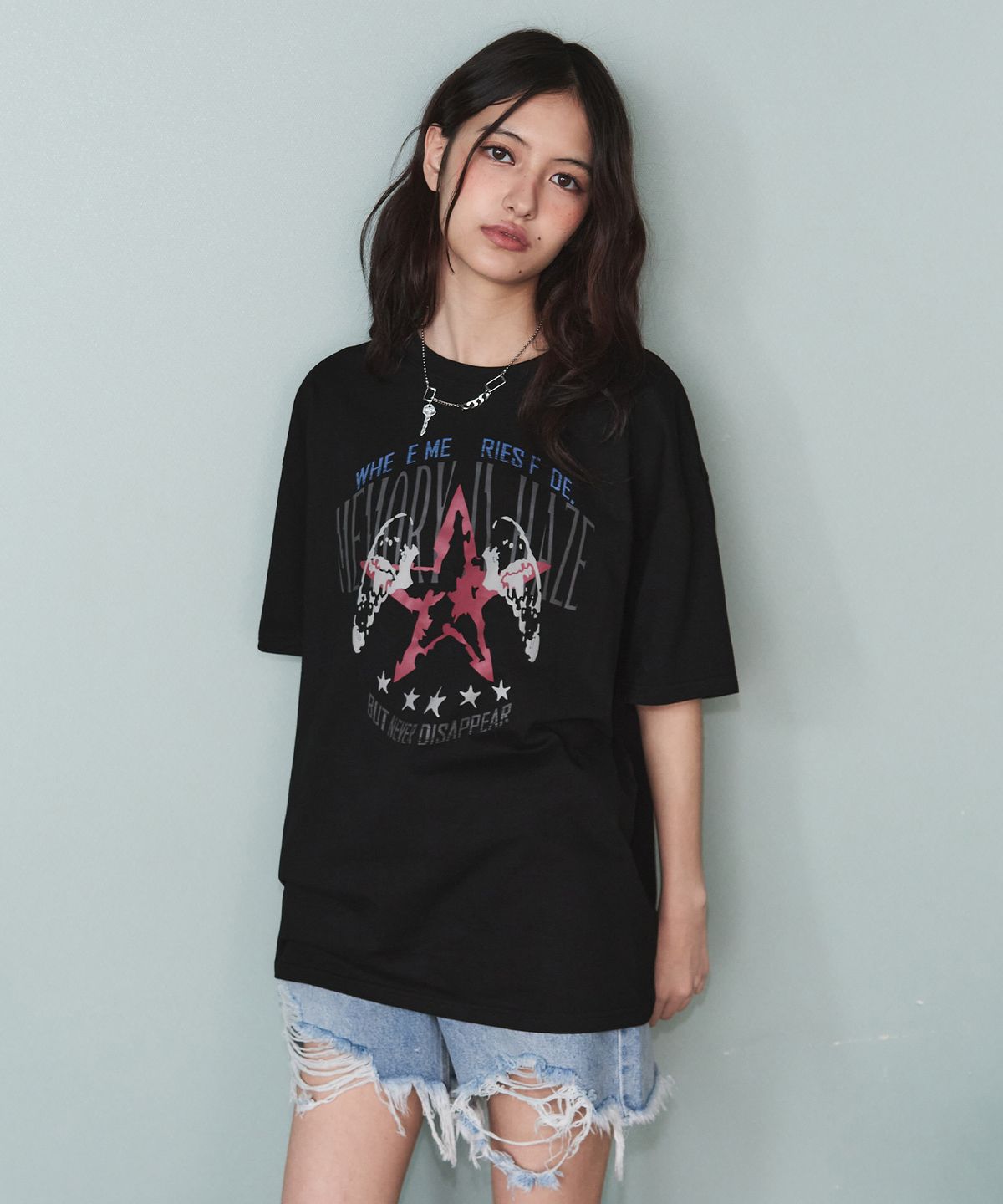 레더리(LEATHERY) 엠블럼 스타 오버핏 반팔 티셔츠 [BLACK]