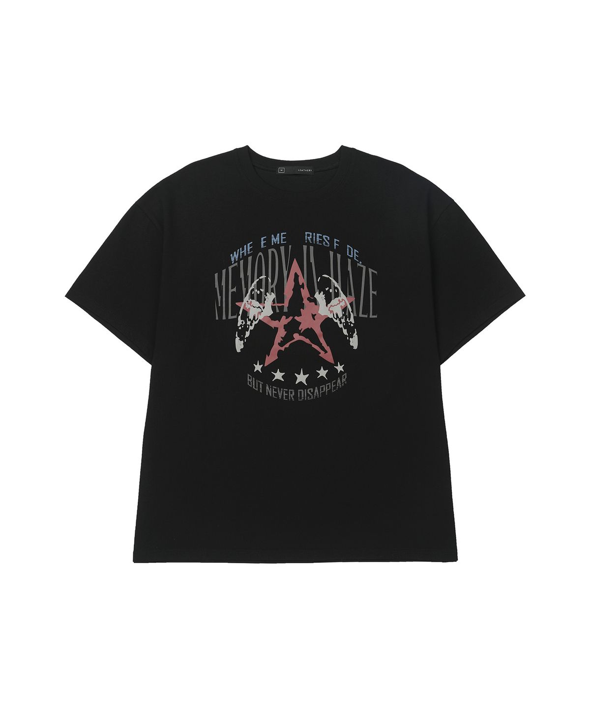 레더리(LEATHERY) 엠블럼 스타 오버핏 반팔 티셔츠 [BLACK]