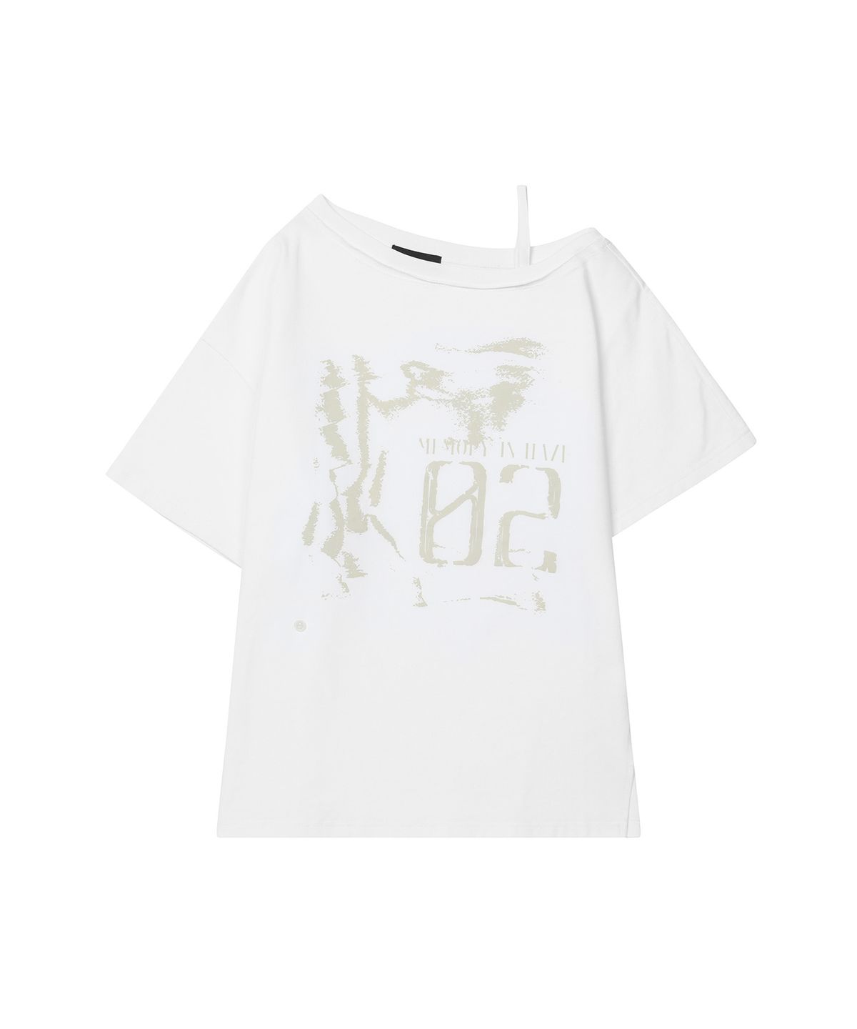레더리(LEATHERY) 빈티지 슬릿 원숄더 반팔 티셔츠 [WHITE]