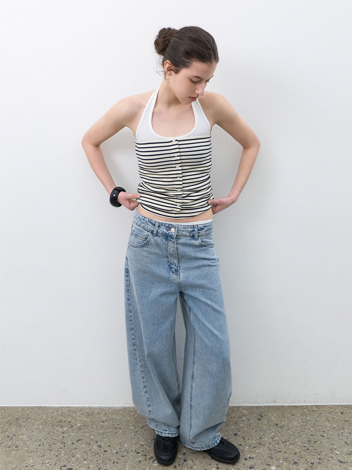 아틀리에 나인(ATELIER NAIN) STRIPE SHIRRING TUBE TOP (T-7234)