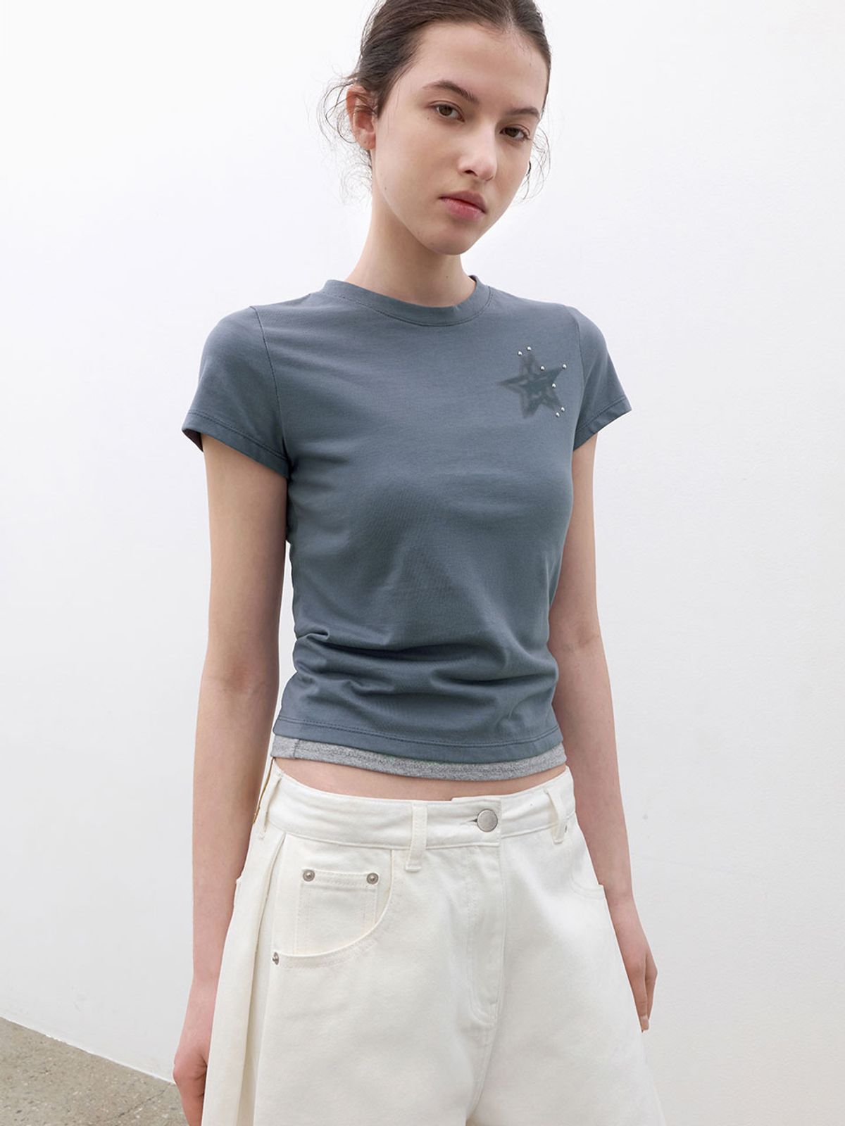 아틀리에 나인(ATELIER NAIN) BLUR STAR GRAPHIC SLIM T (T-7211)