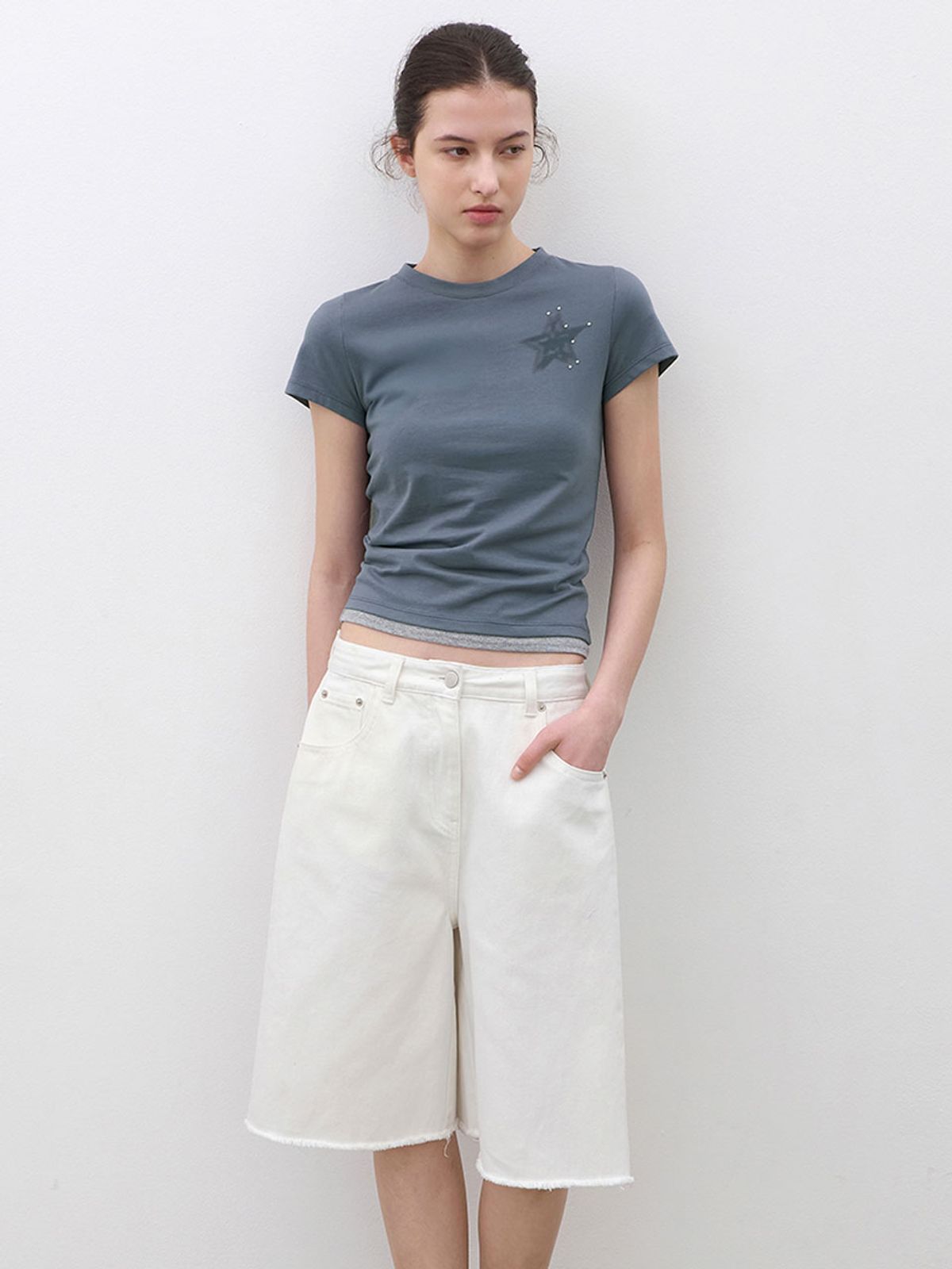 아틀리에 나인(ATELIER NAIN) BLUR STAR GRAPHIC SLIM T (T-7211)