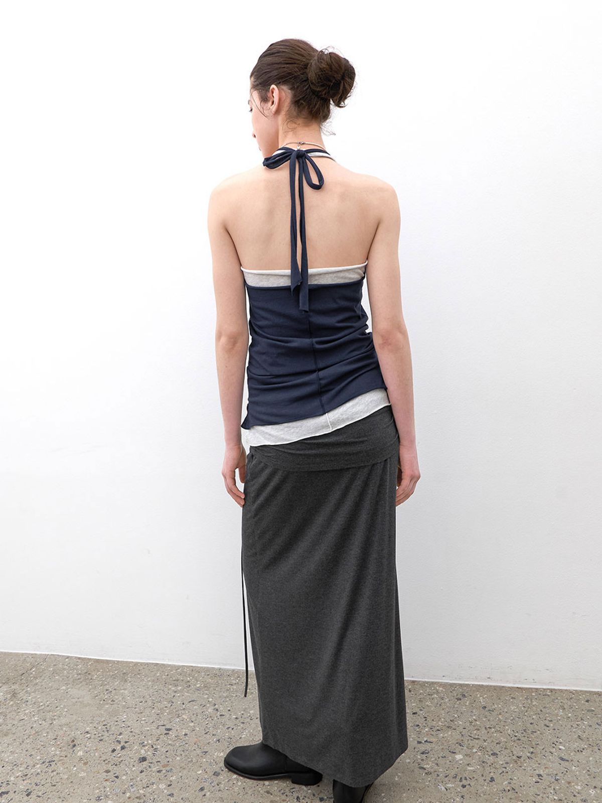 아틀리에 나인(ATELIER NAIN) HALTER CONTRAST LAYERD 2 PIECES T (T-7207)