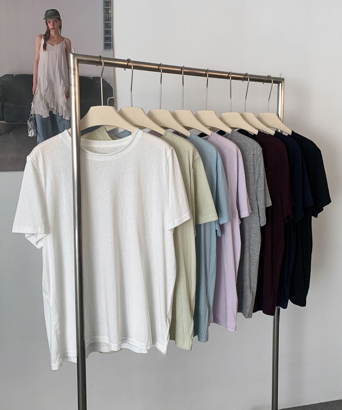 바스카라(VASCARA) Raw Edge Round Short Sleeve T-shirt (8colors)