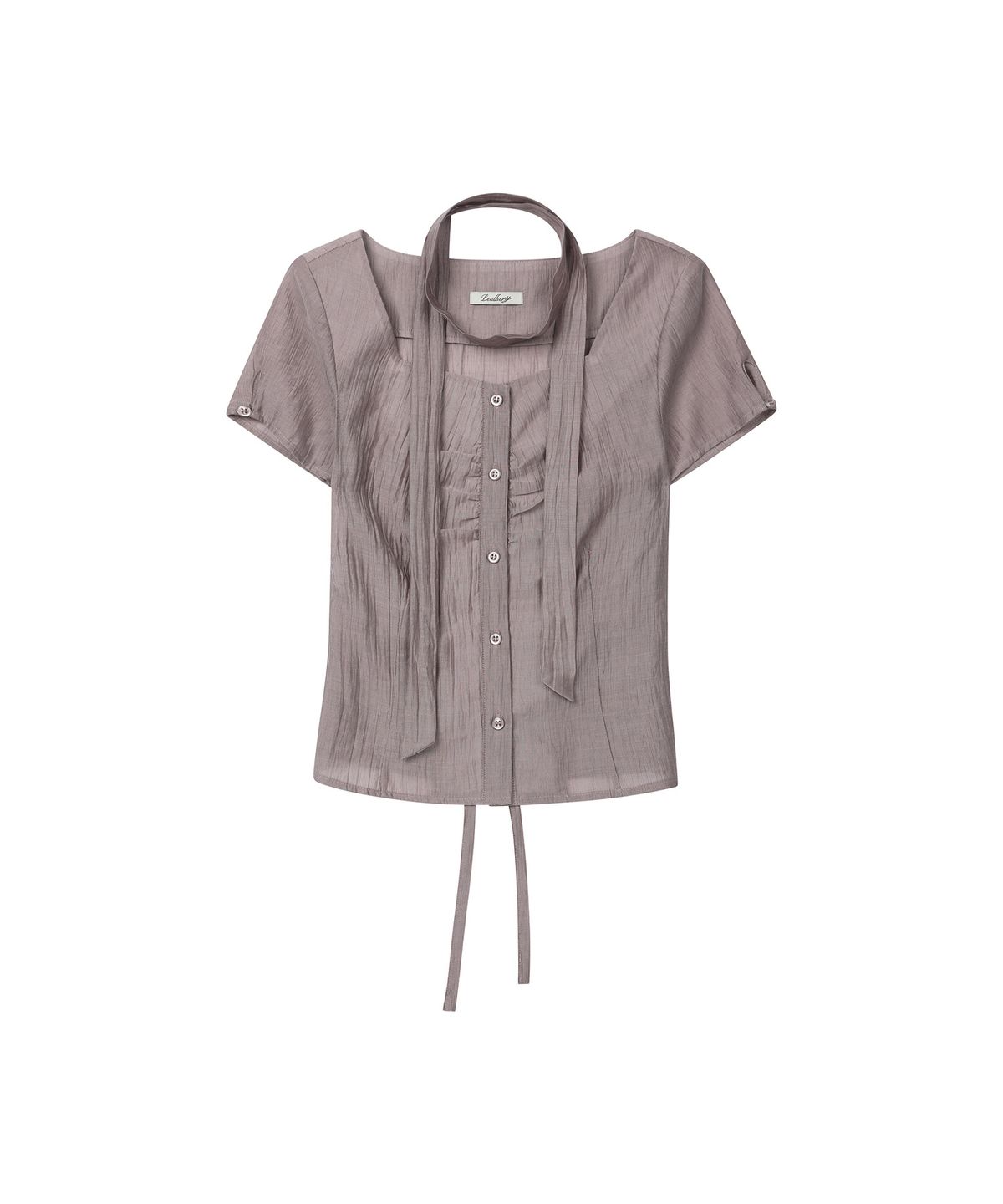 레더리(LEATHERY) 더블 타이 하프 블라우스 [PURPLE GREY]