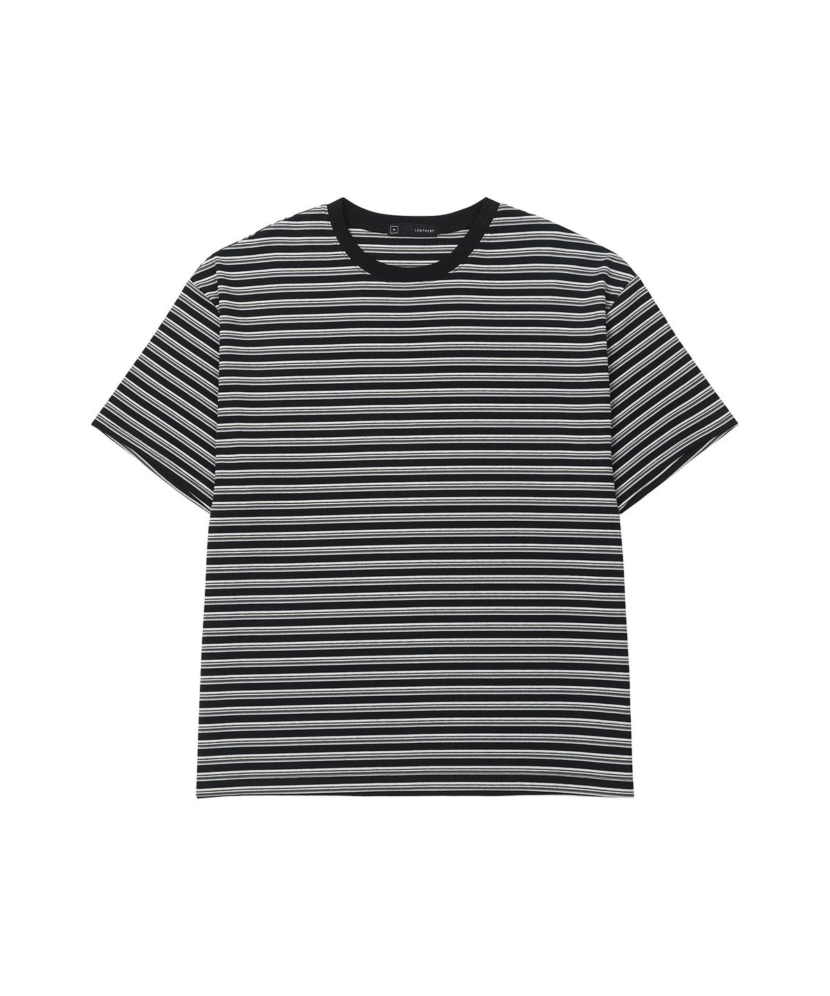 레더리(LEATHERY) 더스티 스트라이프 오버핏 티셔츠 [BLACK]
