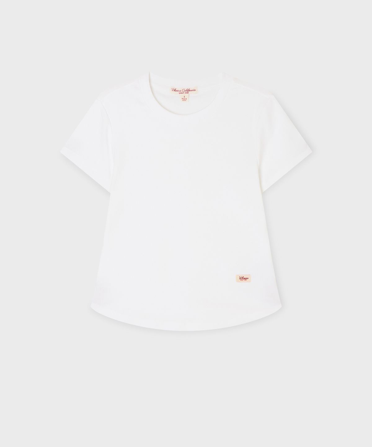 후아유(WHO.A.U) Round Neck Curved Hem T-shirt/WHRAG2433F