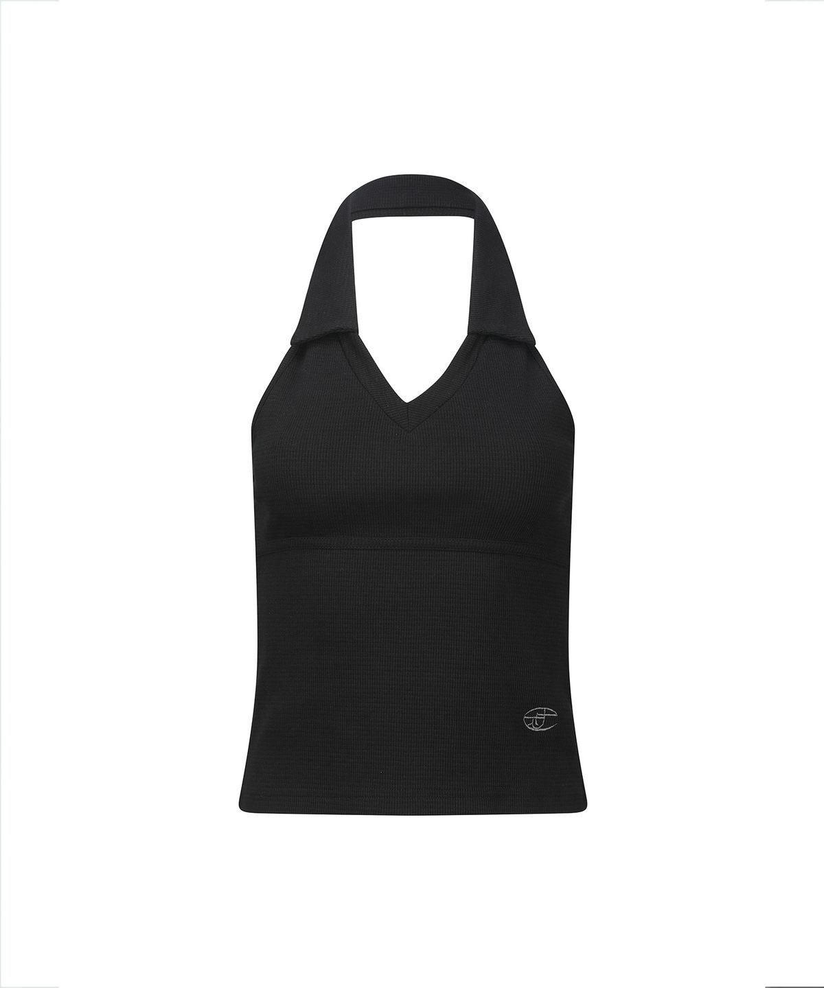 레더리(LEATHERY) 와플 카라 홀터 탑 [BLACK]