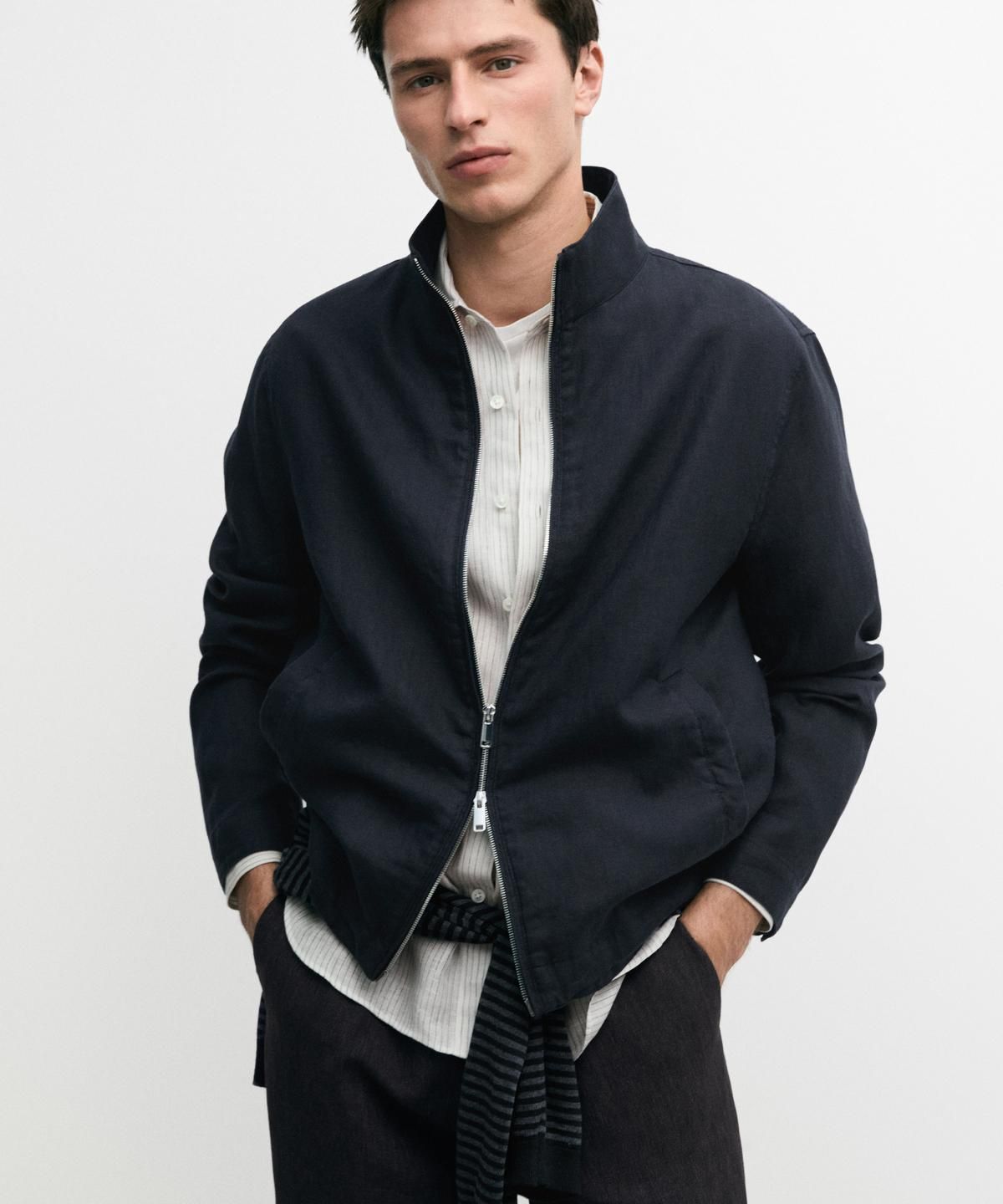마시모두띠(MASSIMO DUTTI) 린넨 봄버 자켓