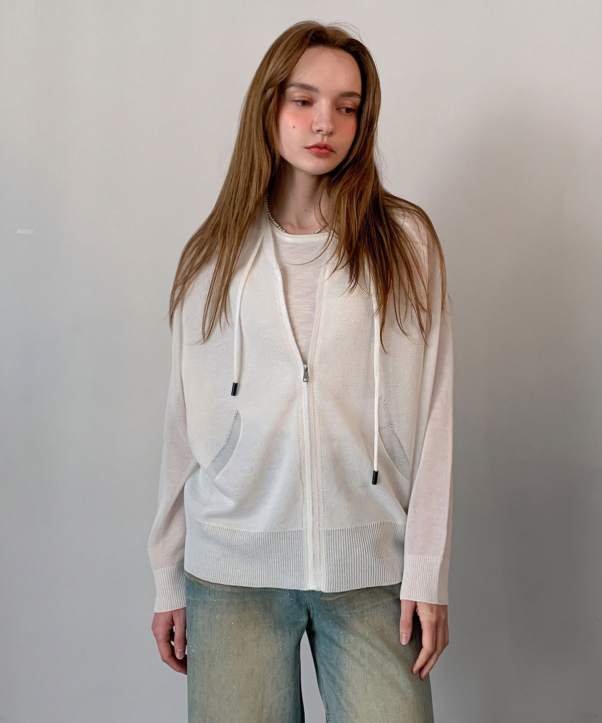 바스카라(VASCARA) Waffle Knit Zip-Up Hoodie (3colors)