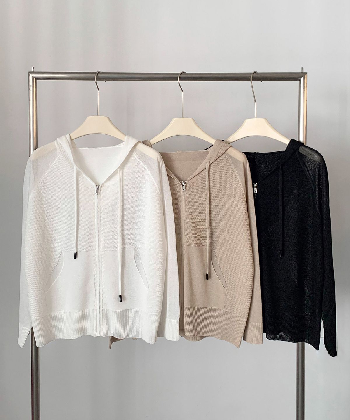바스카라(VASCARA) Waffle Knit Zip-Up Hoodie (3colors)