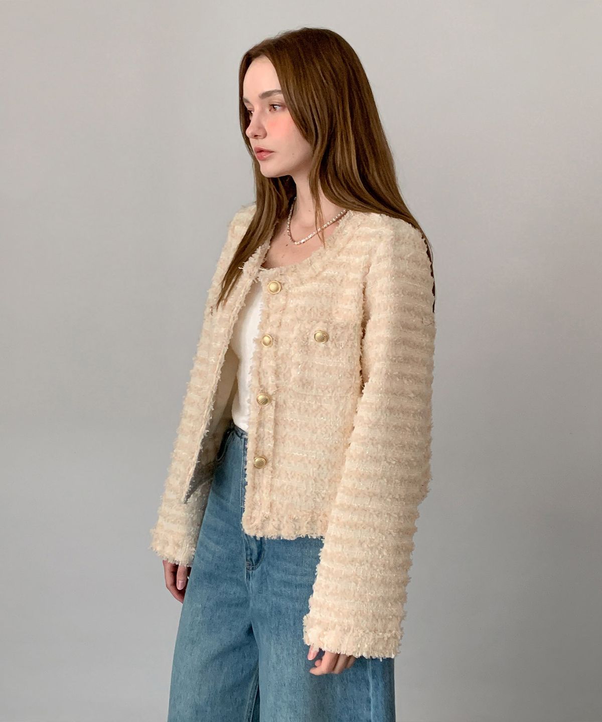 바스카라(VASCARA) Gold Button Tweed Jacket (2colors)