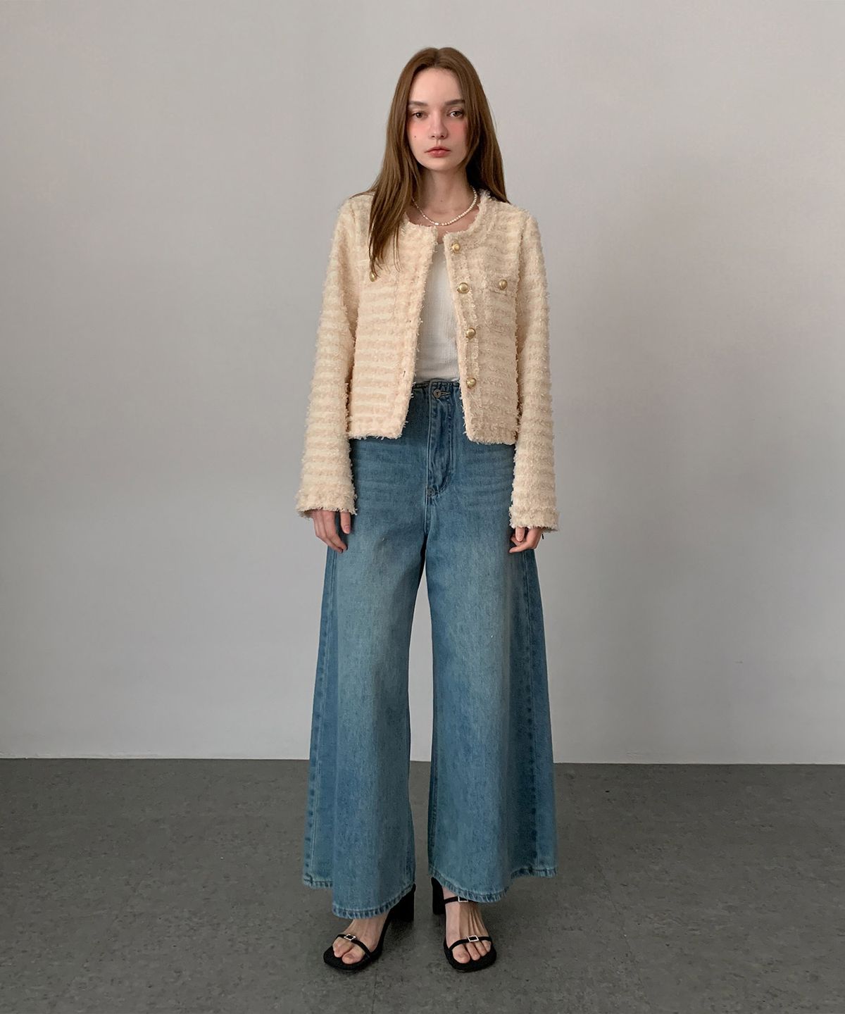 바스카라(VASCARA) Gold Button Tweed Jacket (2colors)