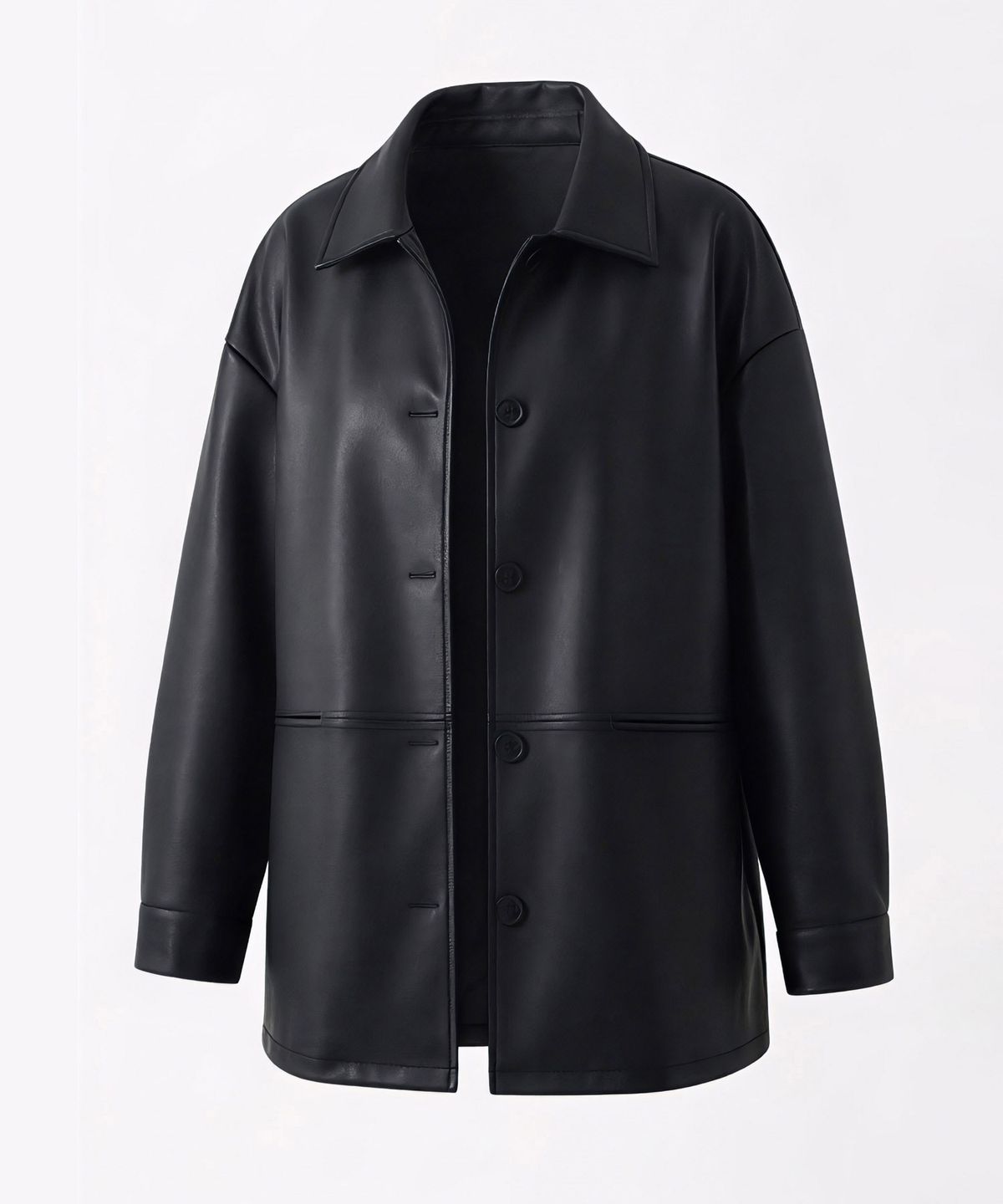 바스카라(VASCARA) Faux Leather Single Half Jacket (2colors)