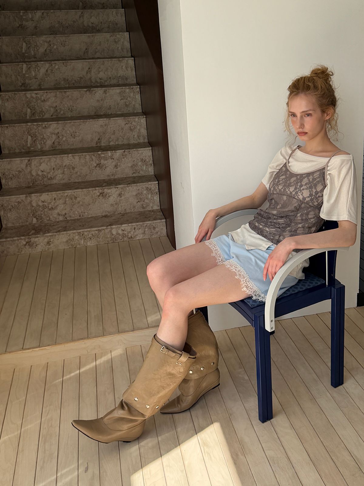 아수라(ASURA) LACE JERSEY SHORTS (SKY BLUE)