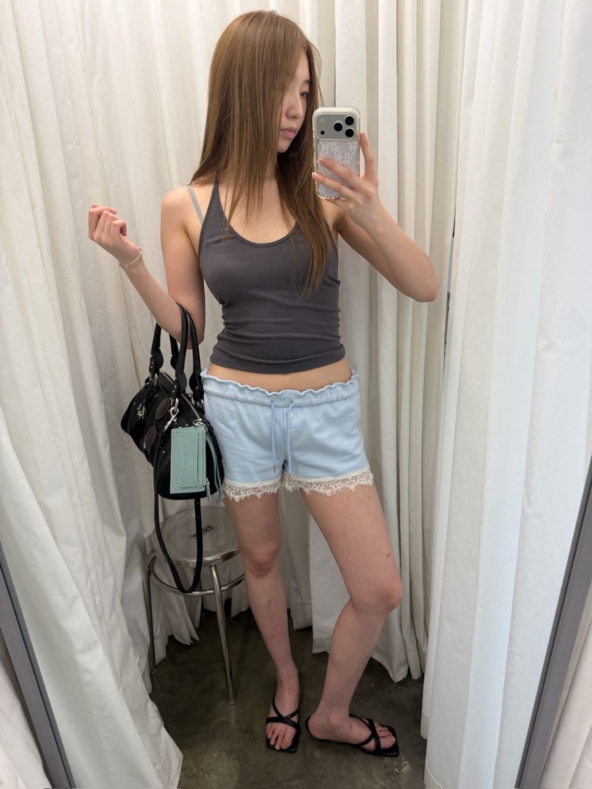 아수라(ASURA) LACE JERSEY SHORTS (SKY BLUE)