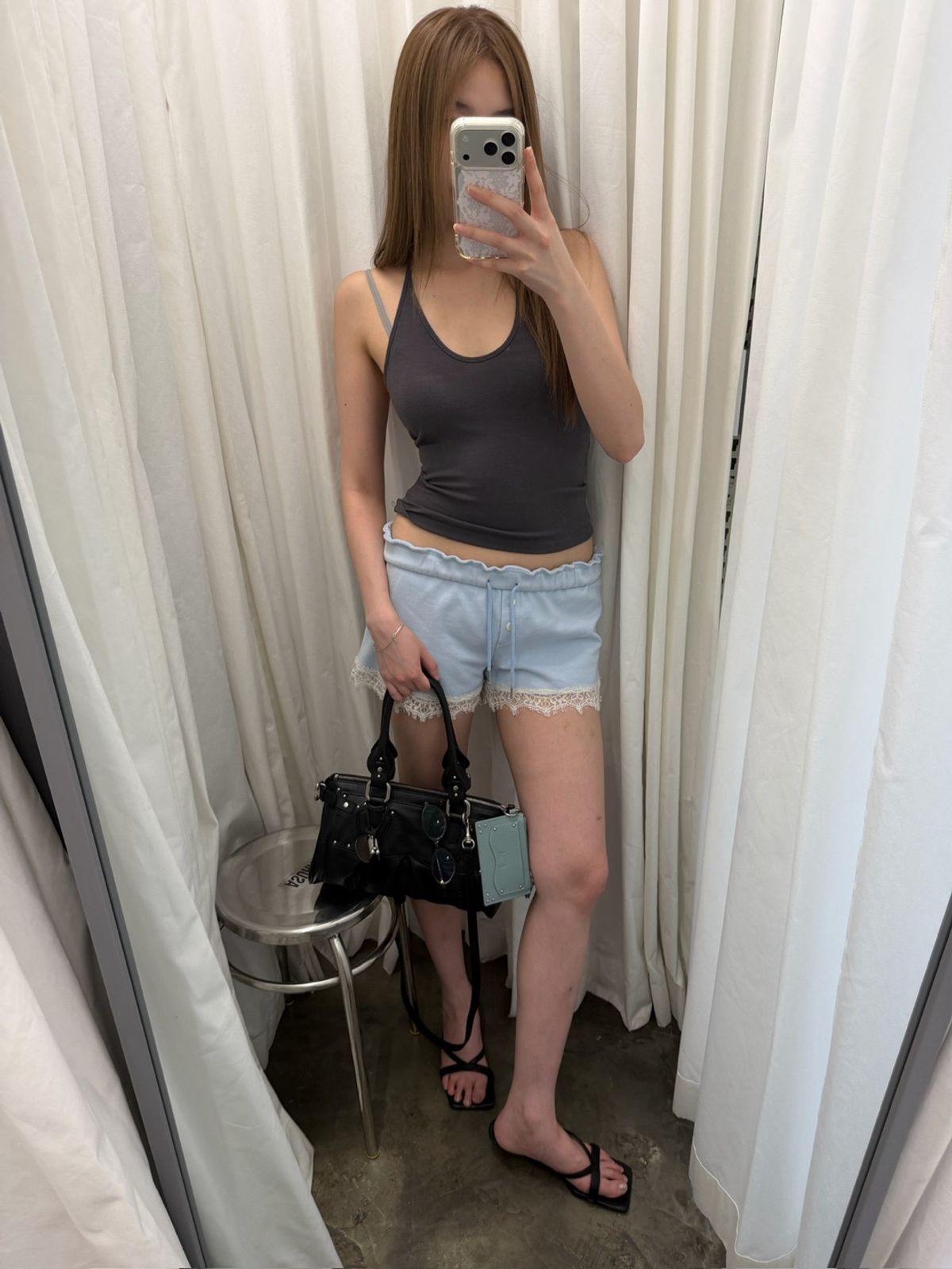 아수라(ASURA) LACE JERSEY SHORTS (SKY BLUE)